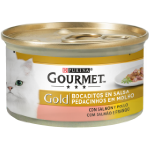 Gourmet Gold Pedacinhos em Molho Salmão e Frango 85gr